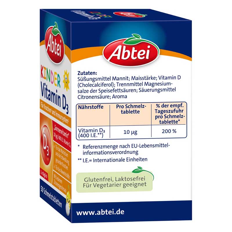 Abtei KINDER Vitamin D3 50 St Schmelztabletten