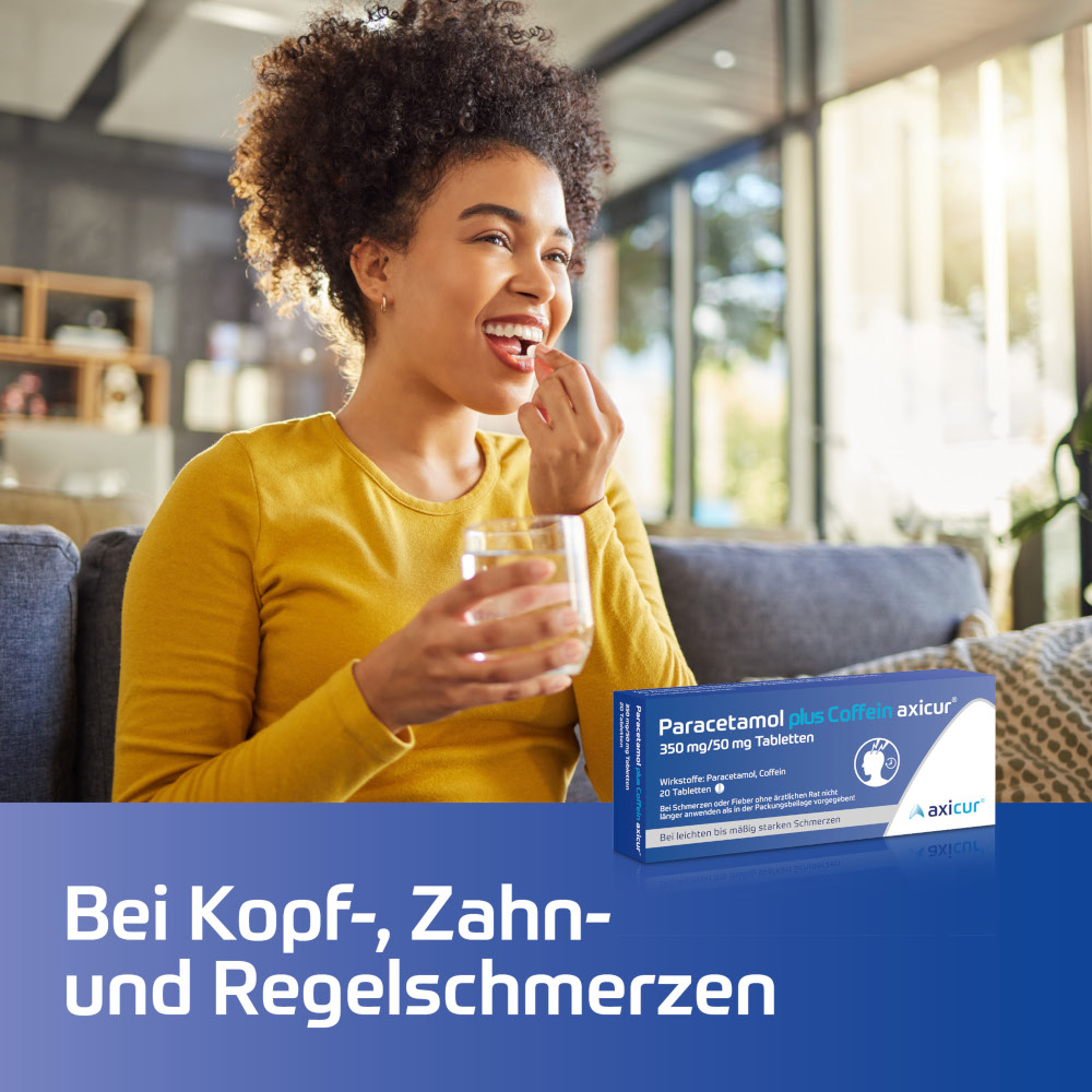 Paracetamol plus Coffein axicur bei Kopfschmerzen, Zahnschmerzen, Regelschmerzen  20 St Tabletten