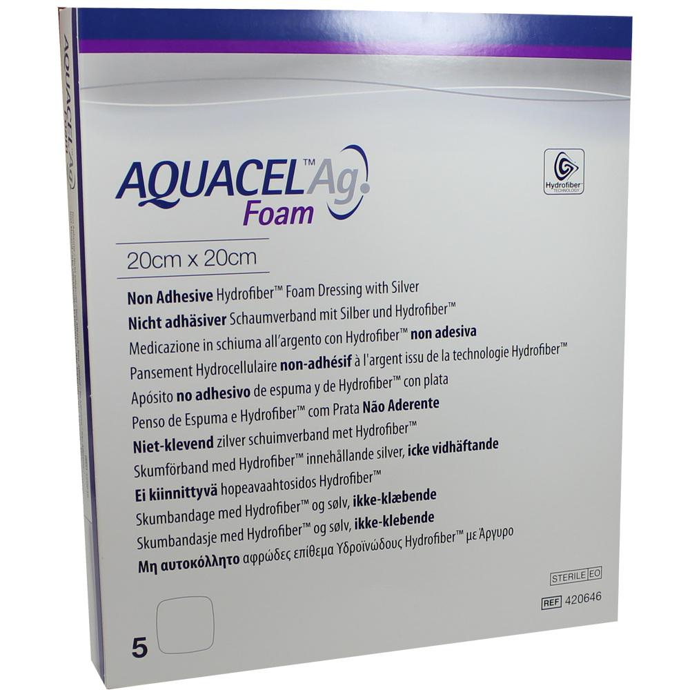 AQUACEL Ag Foam nicht adhäsiv 20x20 cm Verband 5 St Verband