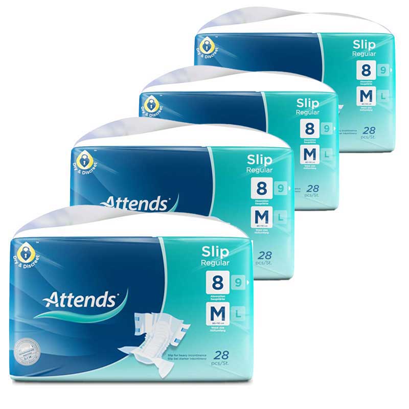 ATTENDS Slip Regular 8 medium Box 4X28 St