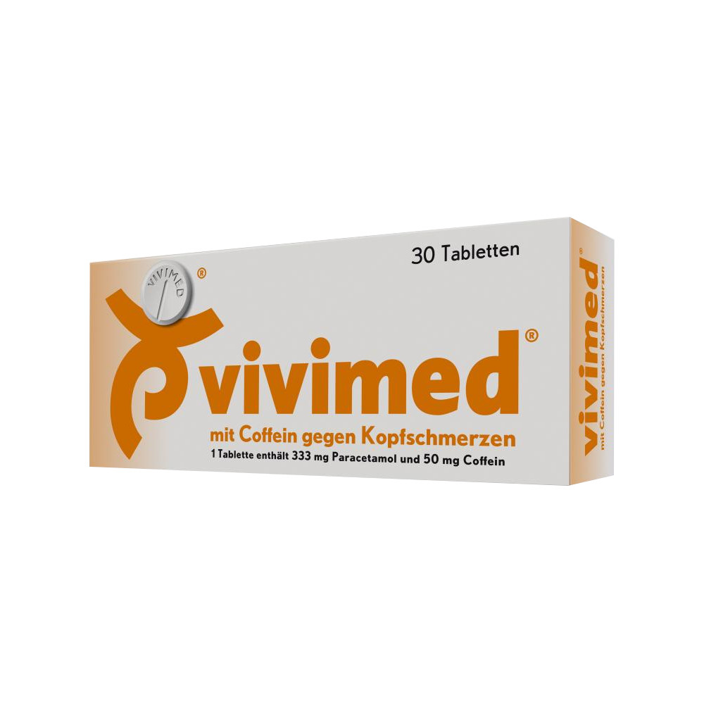 Vivimed mit Coffein gegen Kopfschmerzen, Schmerztabletten mit Paracetamol 30 St Tabletten