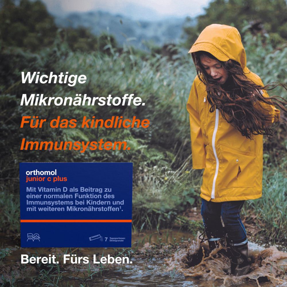 orthomol junior c plus - mit Vitamin C - Himbeer/Limetten-Geschmack - Direktgranulat