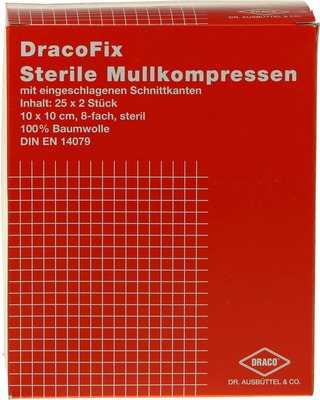 DRACOFIX PEEL Kompressen 10x10 cm steril 8fach 25X2 St Kompressen