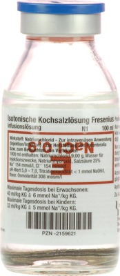 KOCHSALZLÖSUNG 0,9% Glasfl.Fresenius 100 ml Infusionslösung