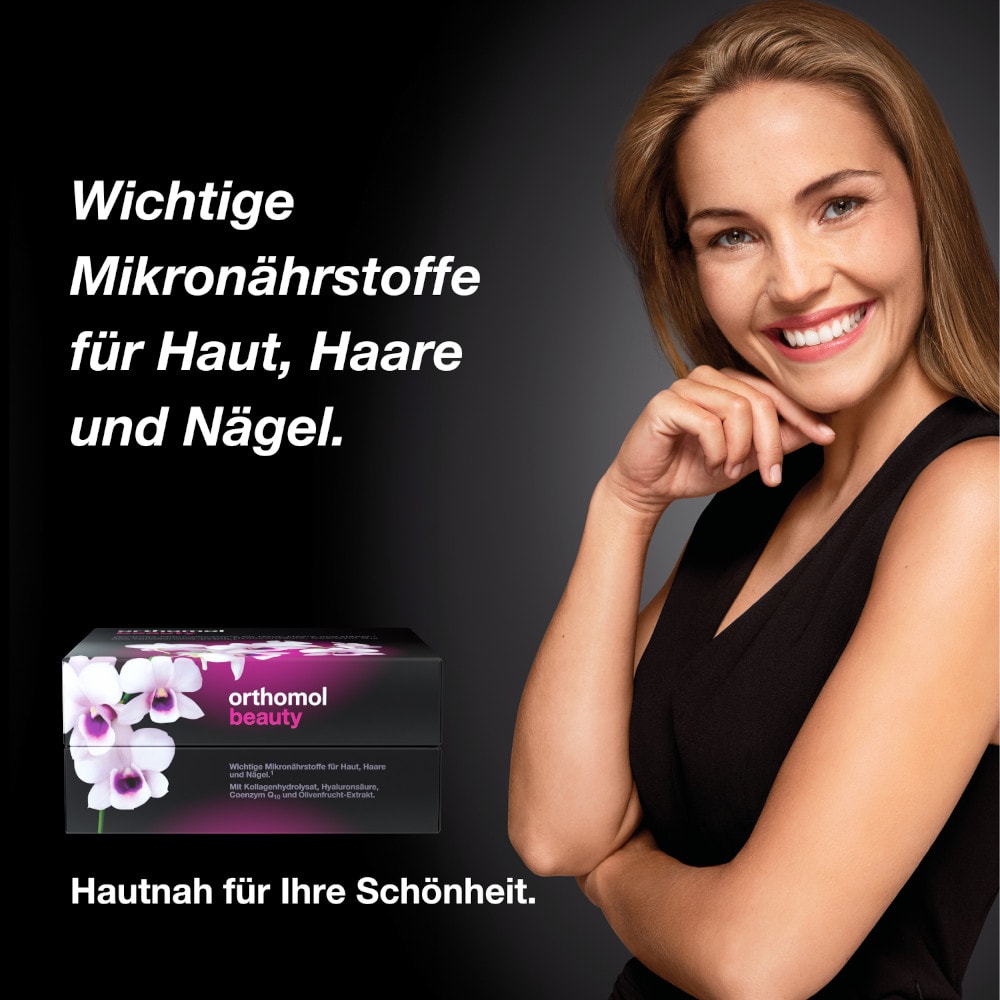 orthomol beauty für Frauen - mit Hyaluronsäure, Kollagen und Coenzym Q10 - Beauty-Box mit Trinkampullen