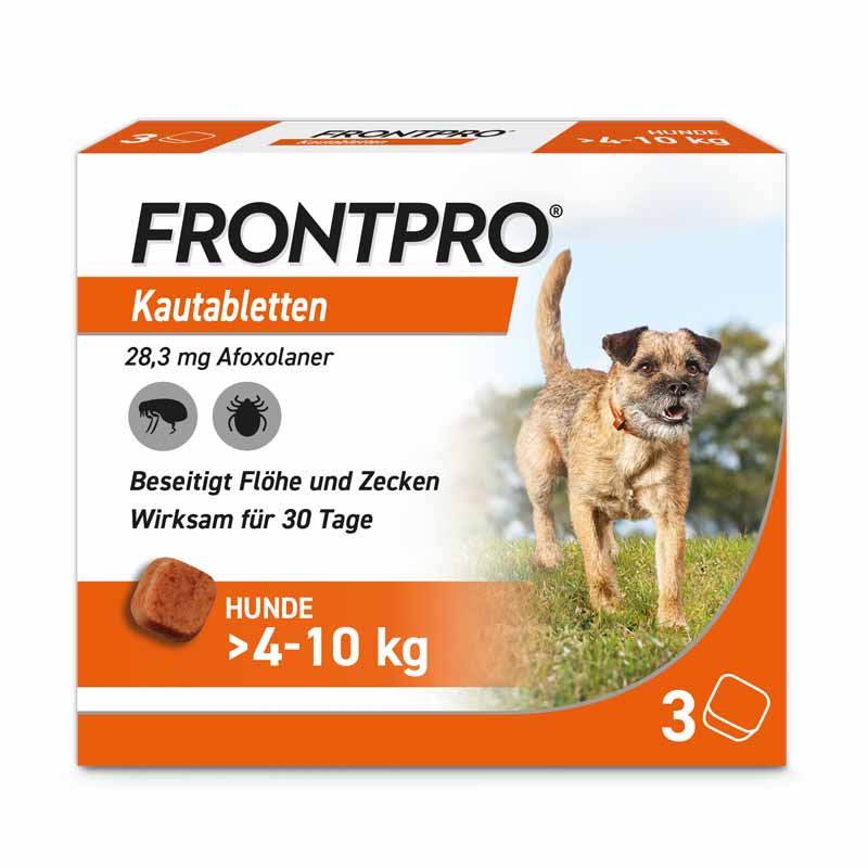 FRONTPRO Kautablette 3 Stk. gegen Zecken und Flöhe für Hunde (>4-10kg) 3 St Kautabletten