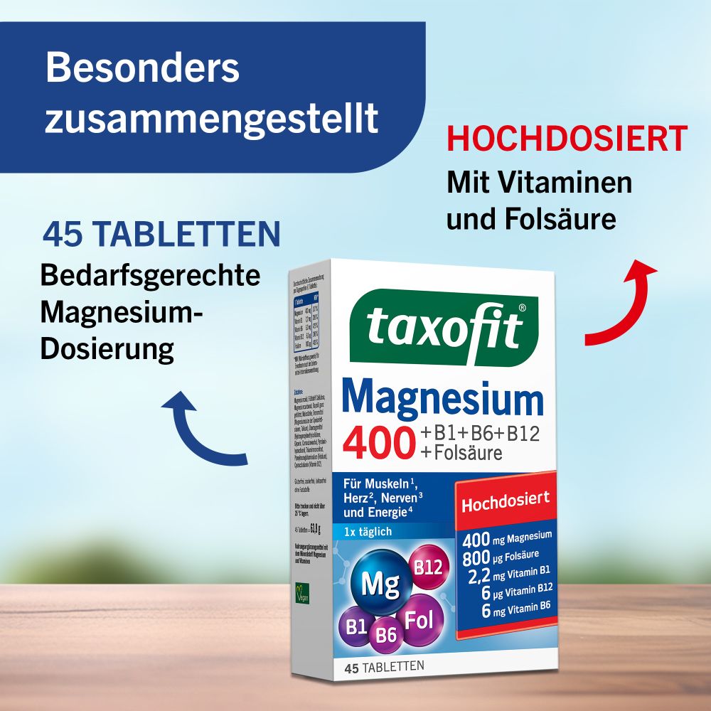 taxofit Magnesium 400 +B1+B6+B12+Folsäure 45 St Tabletten