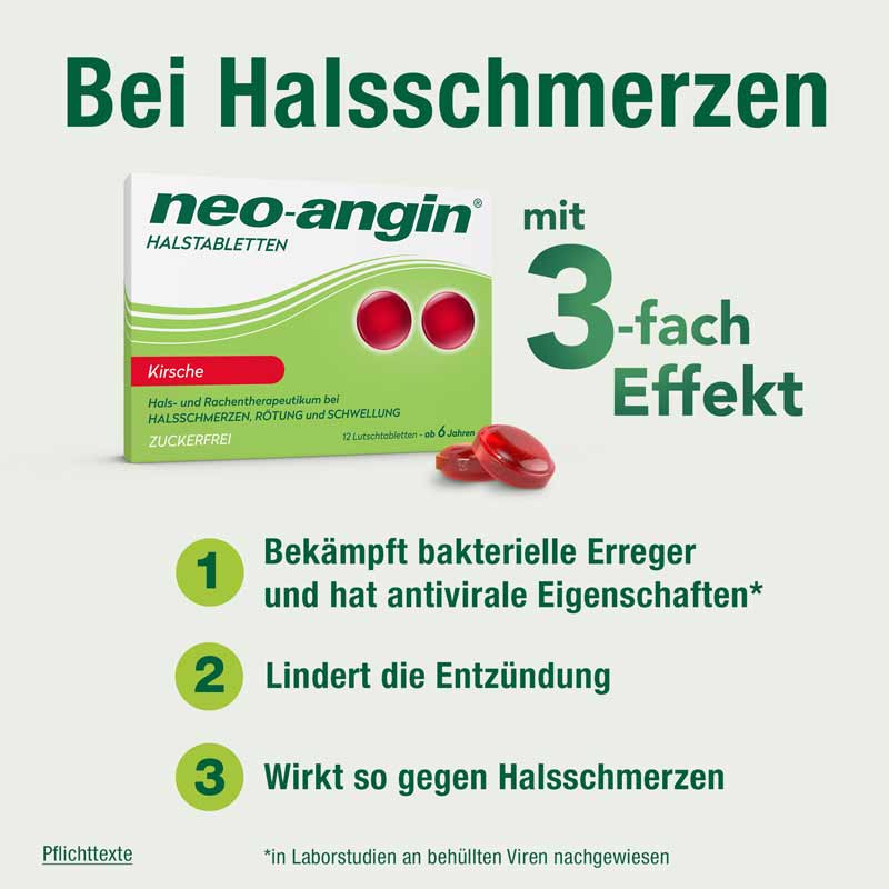 neo-angin HALSTABLETTEN Kirsche ZUCKERFREI 12 St Lutschtabletten