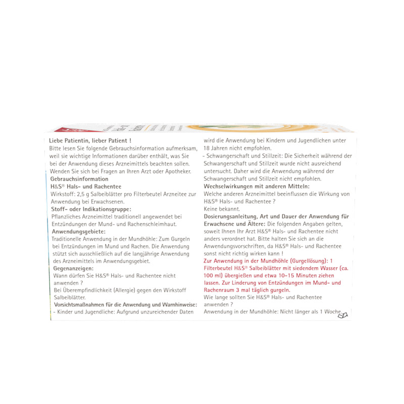H&S Arzneitee Hals- und Rachentee 20X2.5 g Filterbeutel