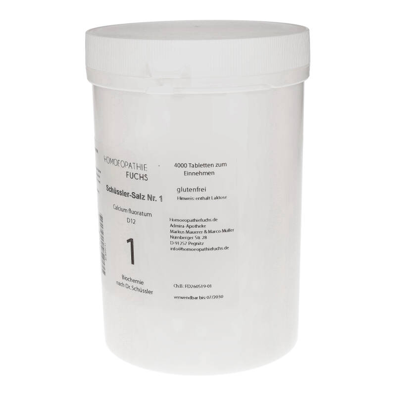 HOMOEOPATHIEFUCHS Schüssler-Salz Nummer 1 Calcium Fluoratum D12 Biochemie 4000 St Tabletten