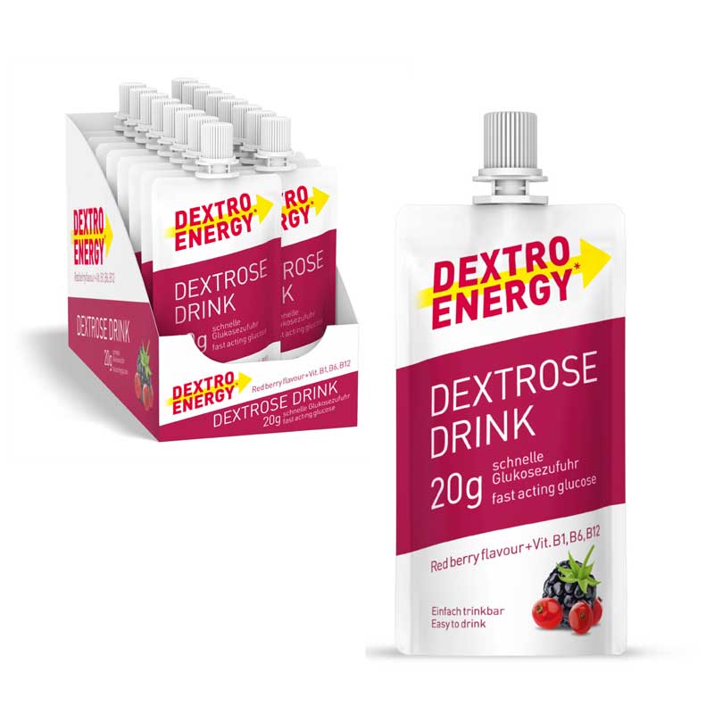 DEXTRO ENERGY DEXTROSE DRINK 20g Red berry flavour 50 ml Flüssigkeit