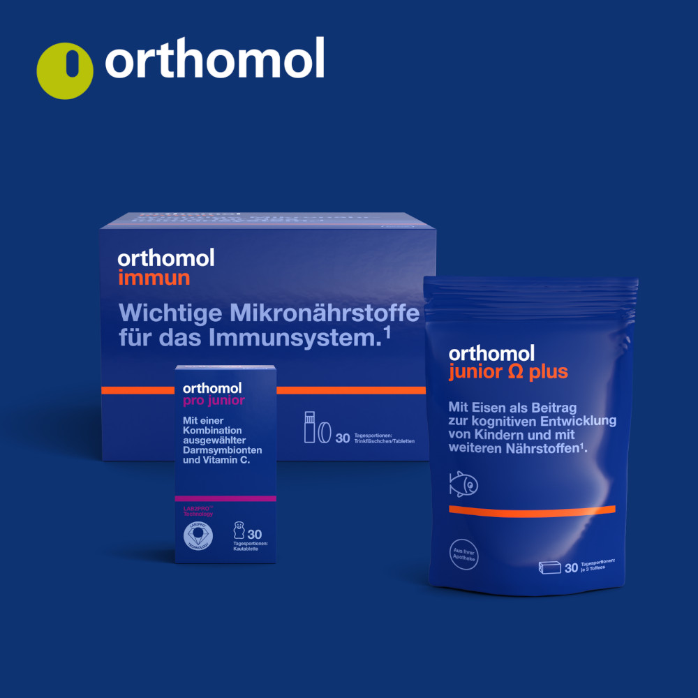 orthomol junior c plus - mit Vitamin C - Himbeer/Limetten-Geschmack - Direktgranulat