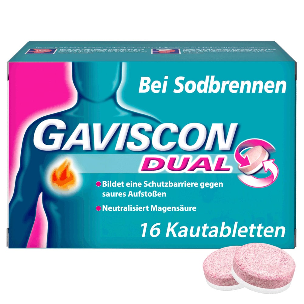 GAVISCON DUAL Bei Sodbrennen 16 St Kautabletten