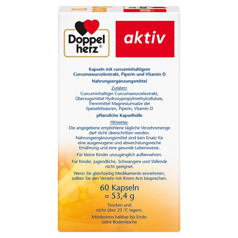 Doppelherz aktiv Curcuma 750 mit Curcumin + Vitamin D3 60 St Kapseln