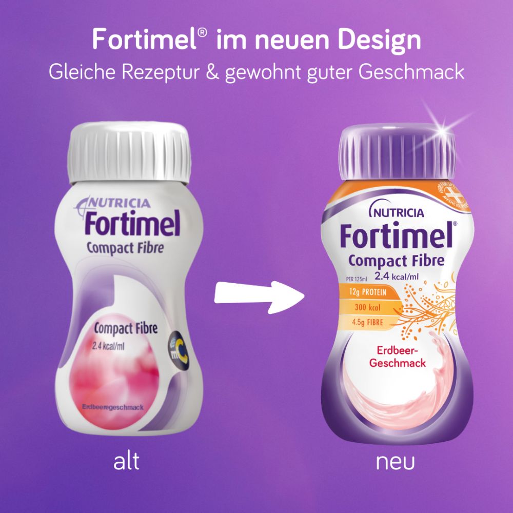 Fortimel Compact Fibre 2.4 Trinknahrung Erdbeere 8X4X125 ml Flüssigkeit