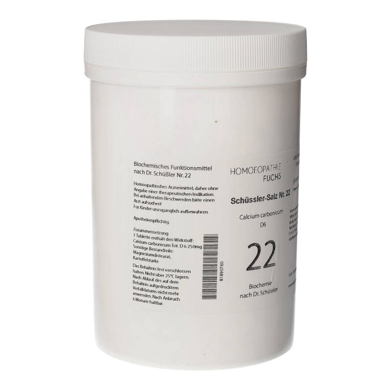 HOMOEOPATHIEFUCHS Schüssler-Salz Nummer 22 Calcium carbonicum D6 Biochemie 4000 St Tabletten
