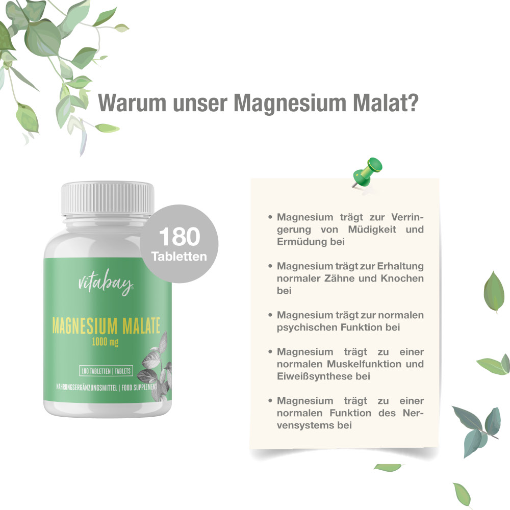 vitabay Magnesium Malate 1000 mg 180 St Tabletten
