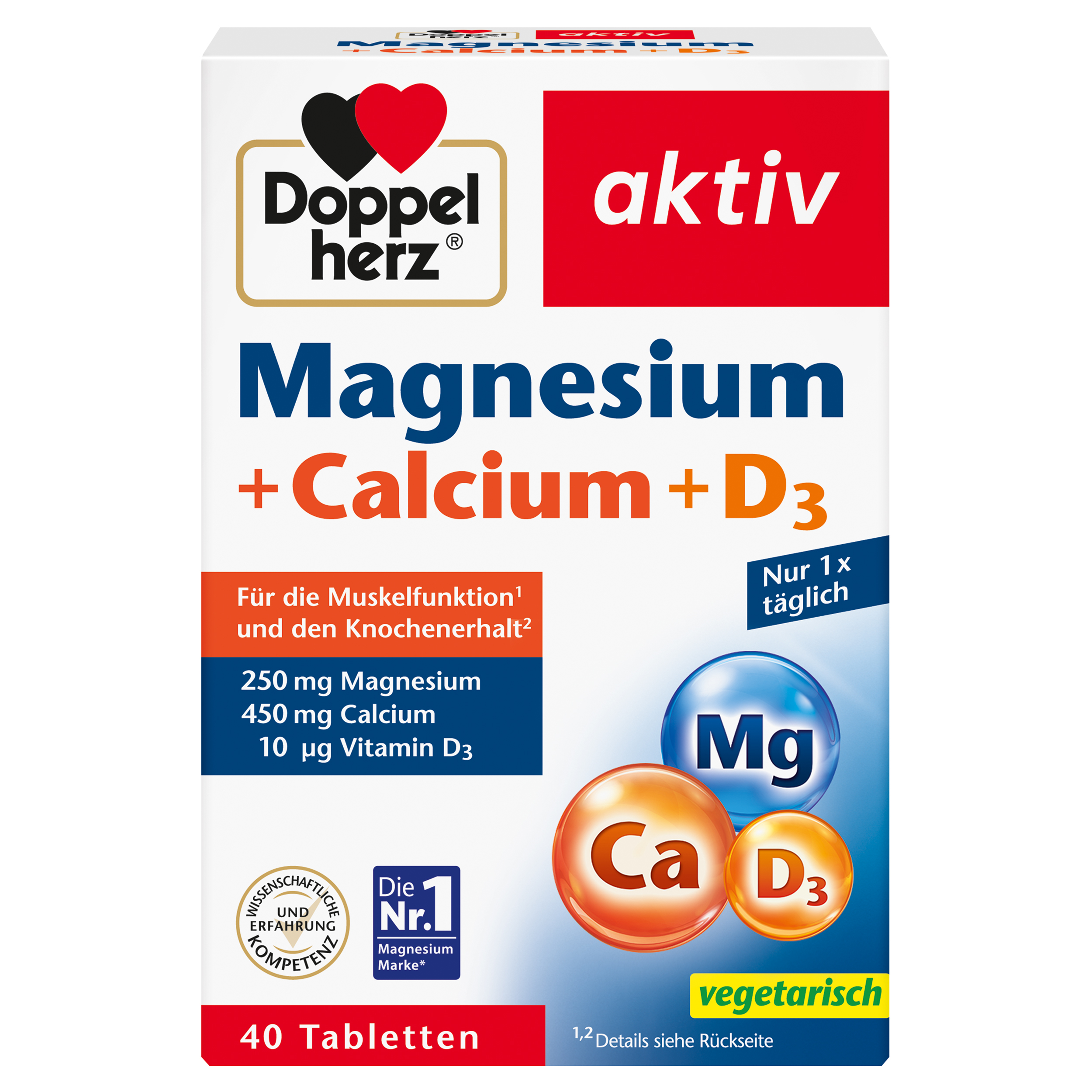 Doppelherz aktiv Magnesium + Calcium + D3 40 St Tabletten