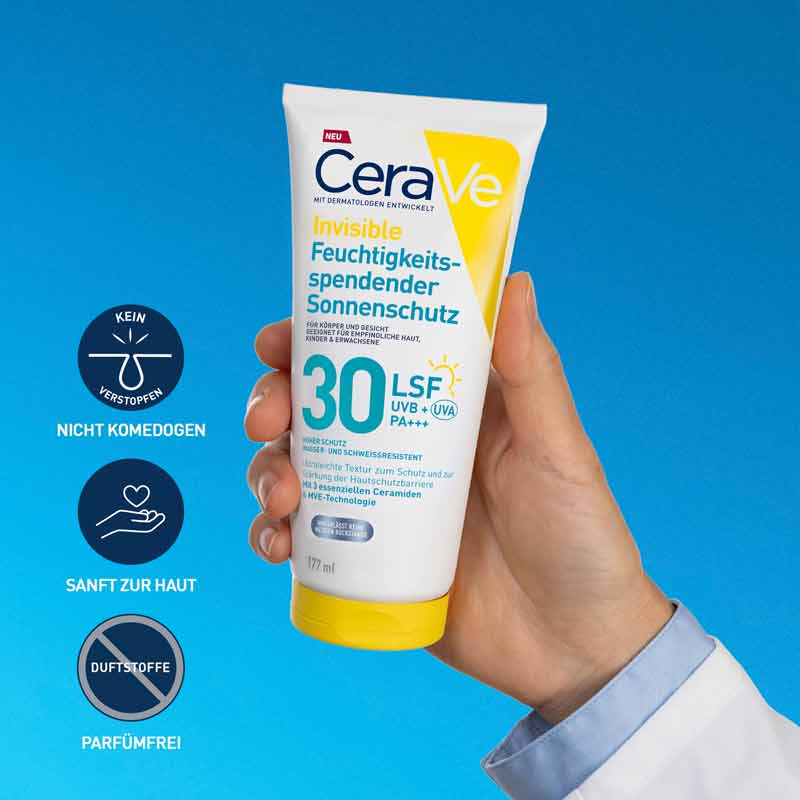 CeraVe Invisible Feuchtigkeitsspendender Sonnenschutz LSF 30 177 ml Lotion