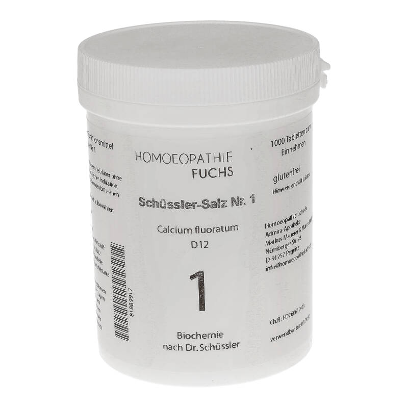 HOMOEOPATHIEFUCHS Schüssler-Salz Nummer 1 Calcium fluoratum D12 Biochemie 1000 St Tabletten