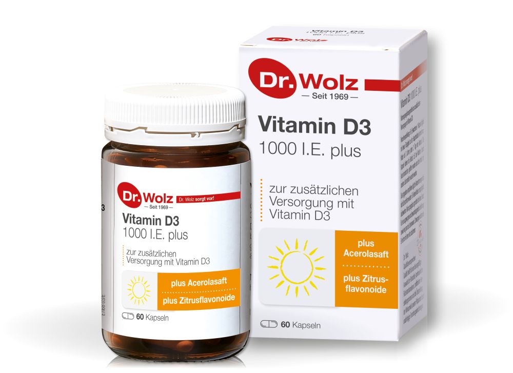 Dr. Wolz Vitamin D3 1.000 I.E. plus 60 St Kapseln