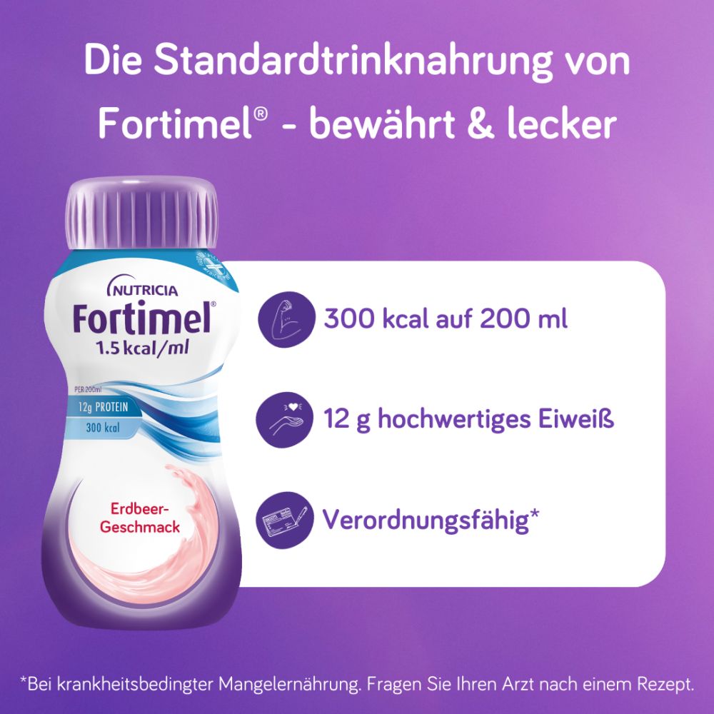 Fortimel 1,5 kcal/ml Erdbeer-Geschmack 32X200 ml Flüssigkeit