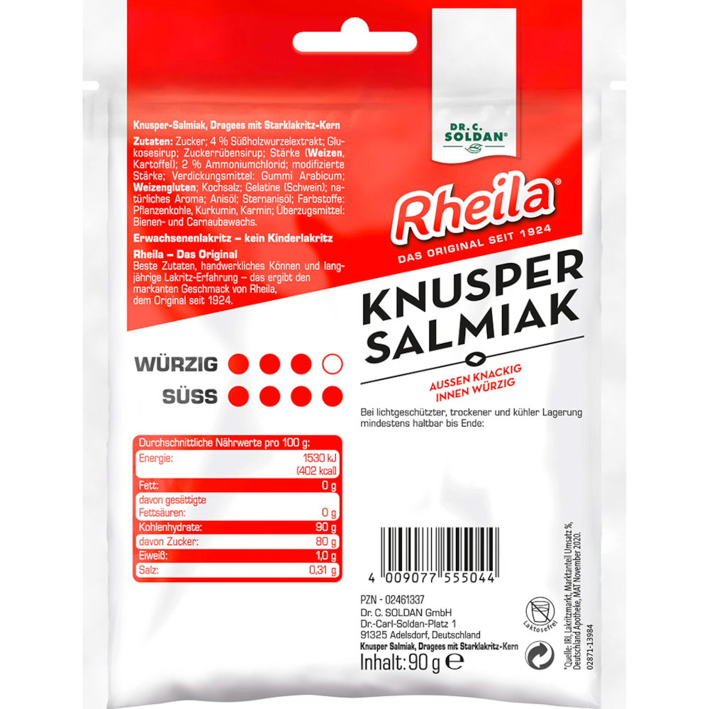 RHEILA Knusper Salmiak mit Zucker 90 g Bonbons