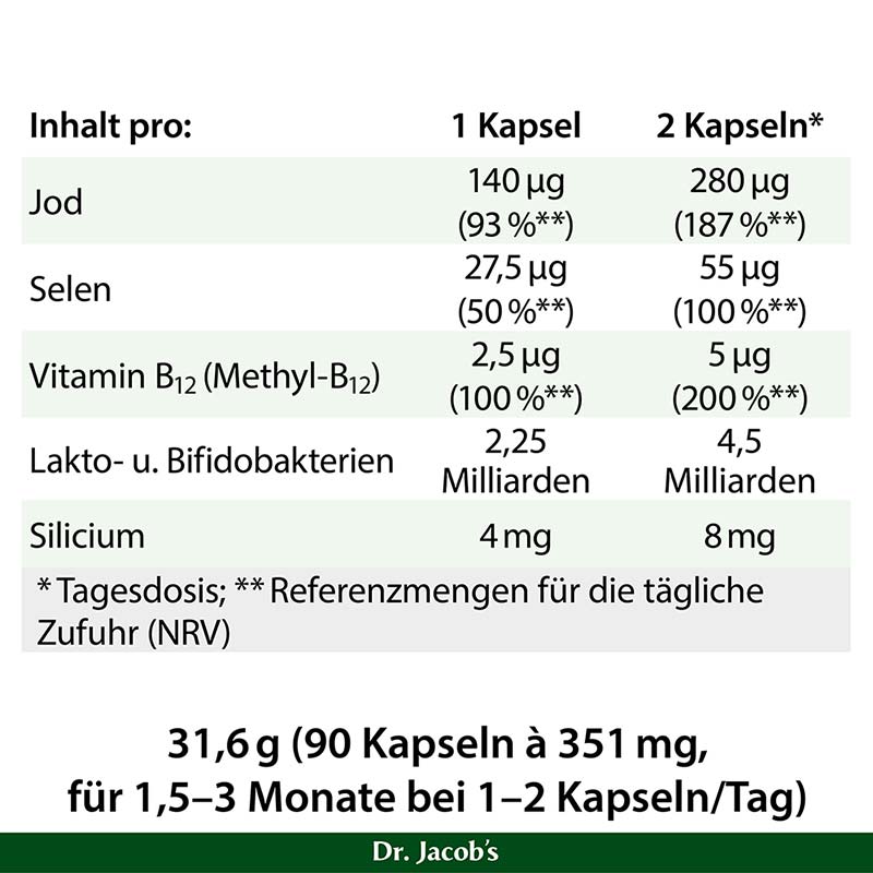 Dr. Jacob's Jod-Probio Selen B12 Milchsäurebakterien vegan