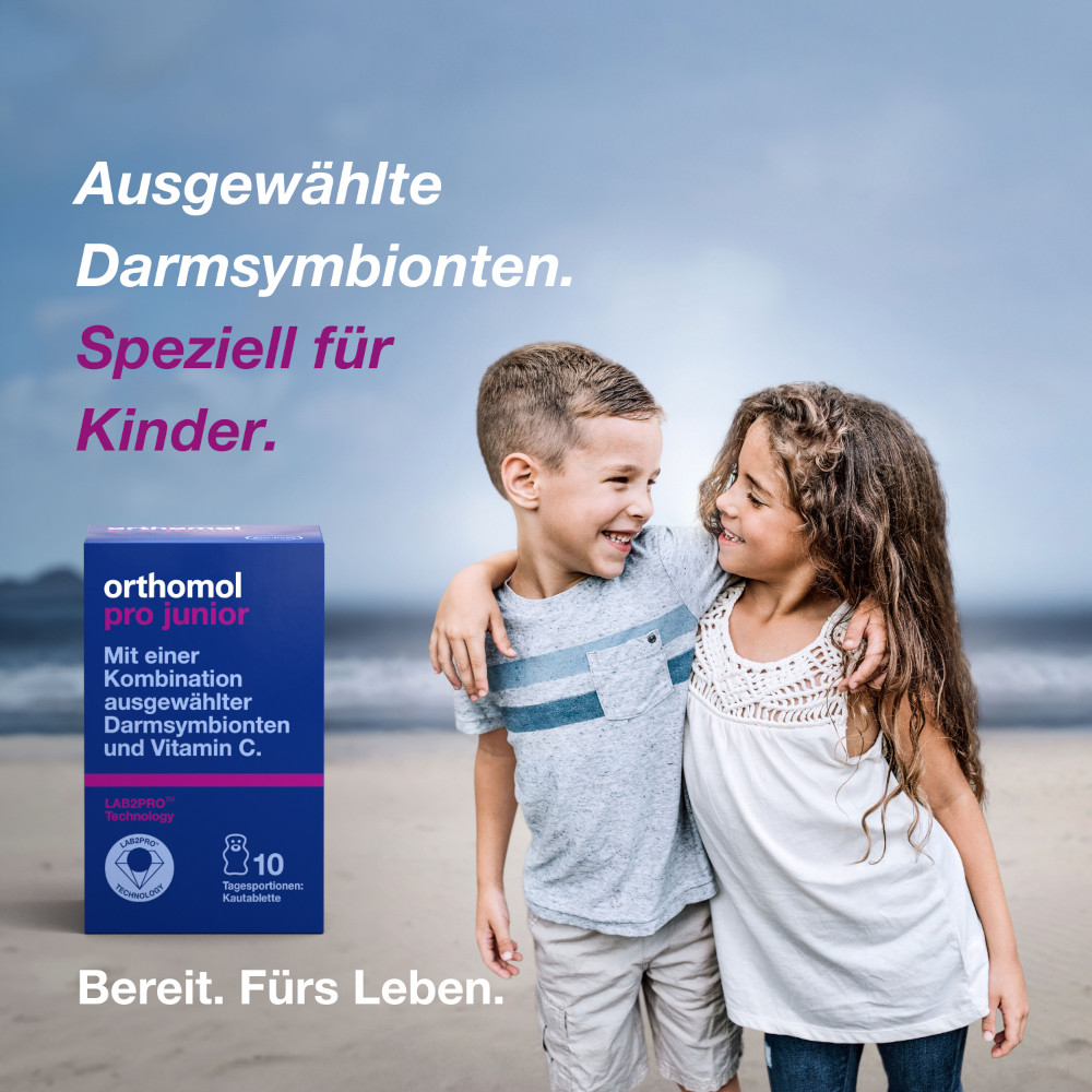 orthomol pro junior - enthält eine Kombination ausgewählter Darmsymbionten und Vitamin C - Kautabletten