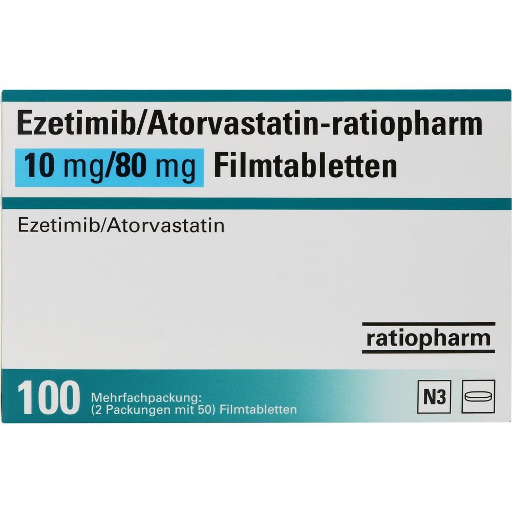 Ezetimib / Atorvastatin-ratiopharm 10 mg / 80 mg 100 St Filmtabletten