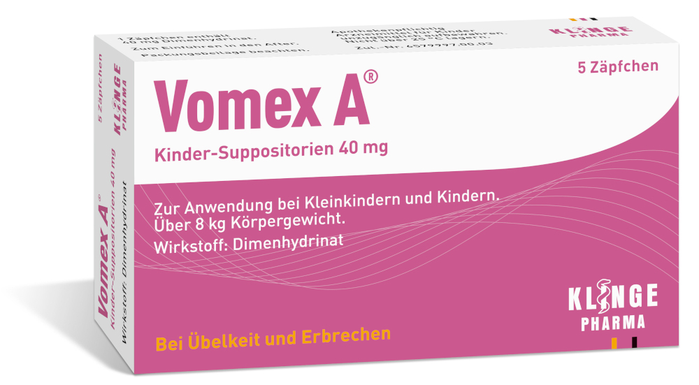 Vomex A Kinder-Suppositorien 40 mg - Bei Übelkeit und Erbrechen 5 St Suppositorien