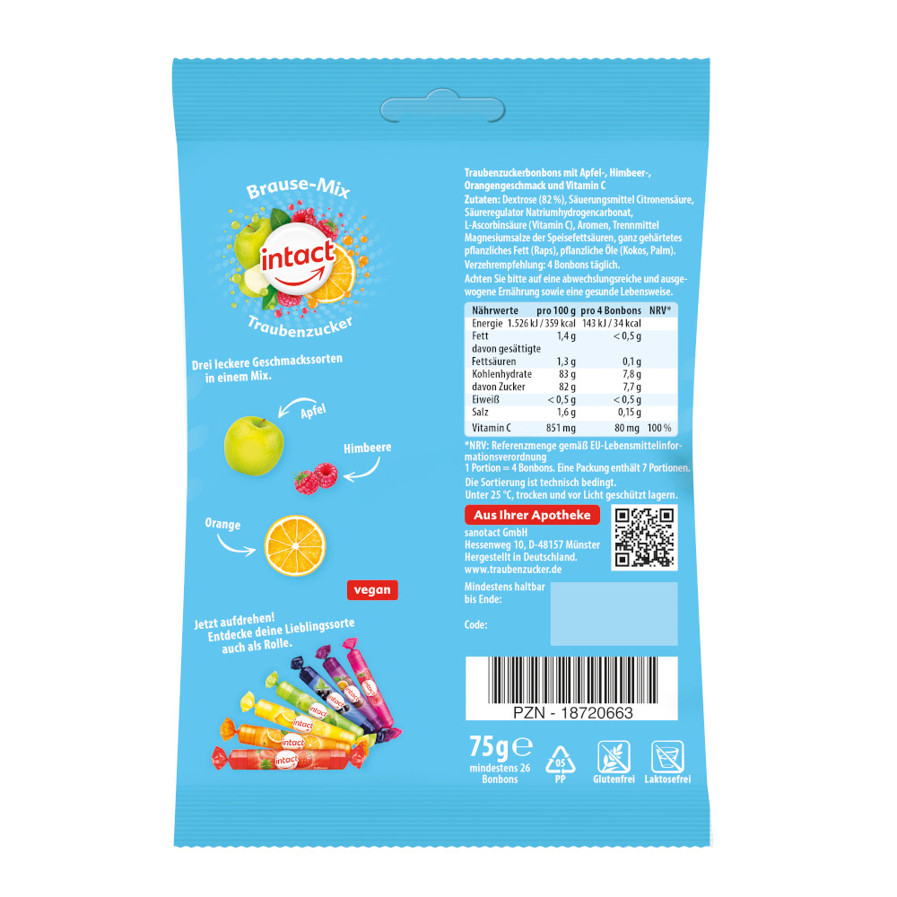 intact Brause-Mix Traubenzucker 75 g Bonbons