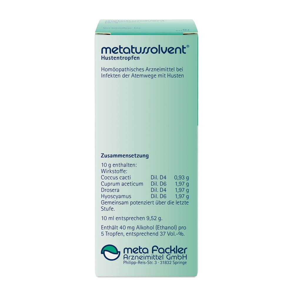Metatussolvent Hustentropfen 50 ml Mischung