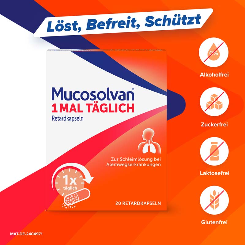 MUCOSOLVAN 1x täglich Retardkapseln Schleimlöser  20 St Retard-Kapseln