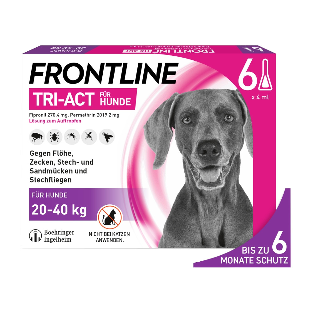 FRONTLINE TRI-ACT gegen Zecken, Flöhe und fliegende Insekten für Hunde L (20-40 kg) 6 St Lösung
