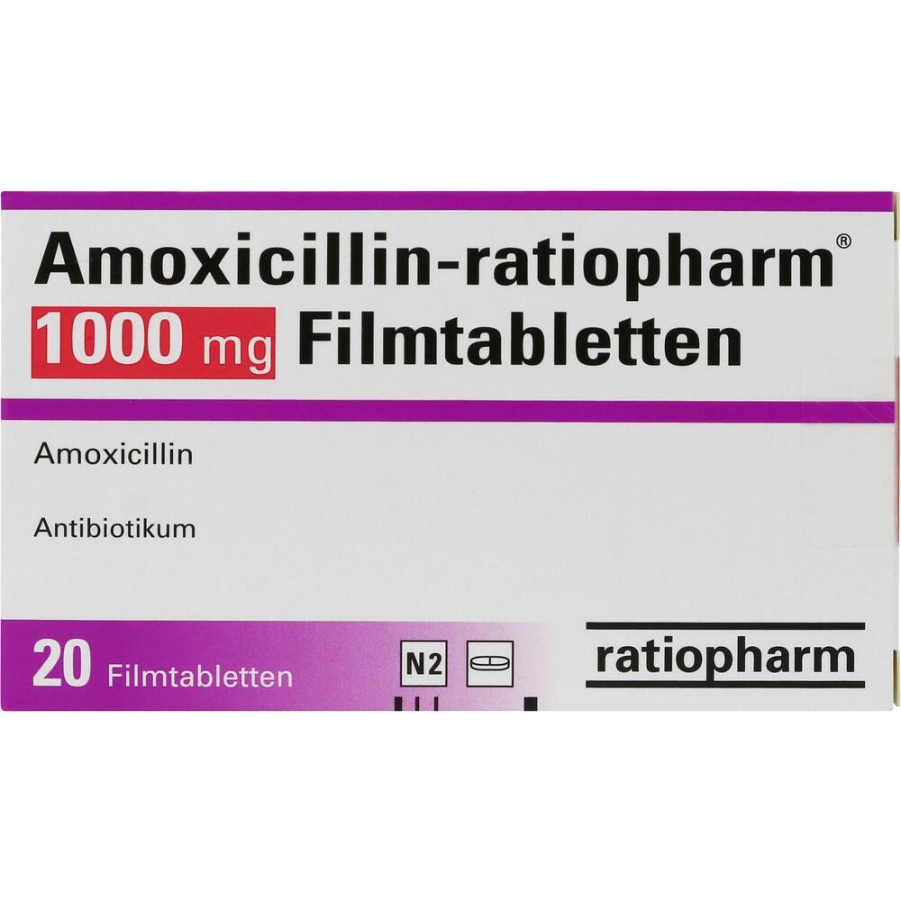 Amoxicillin-ratiopharm 1000mg 20 St Filmtabletten
