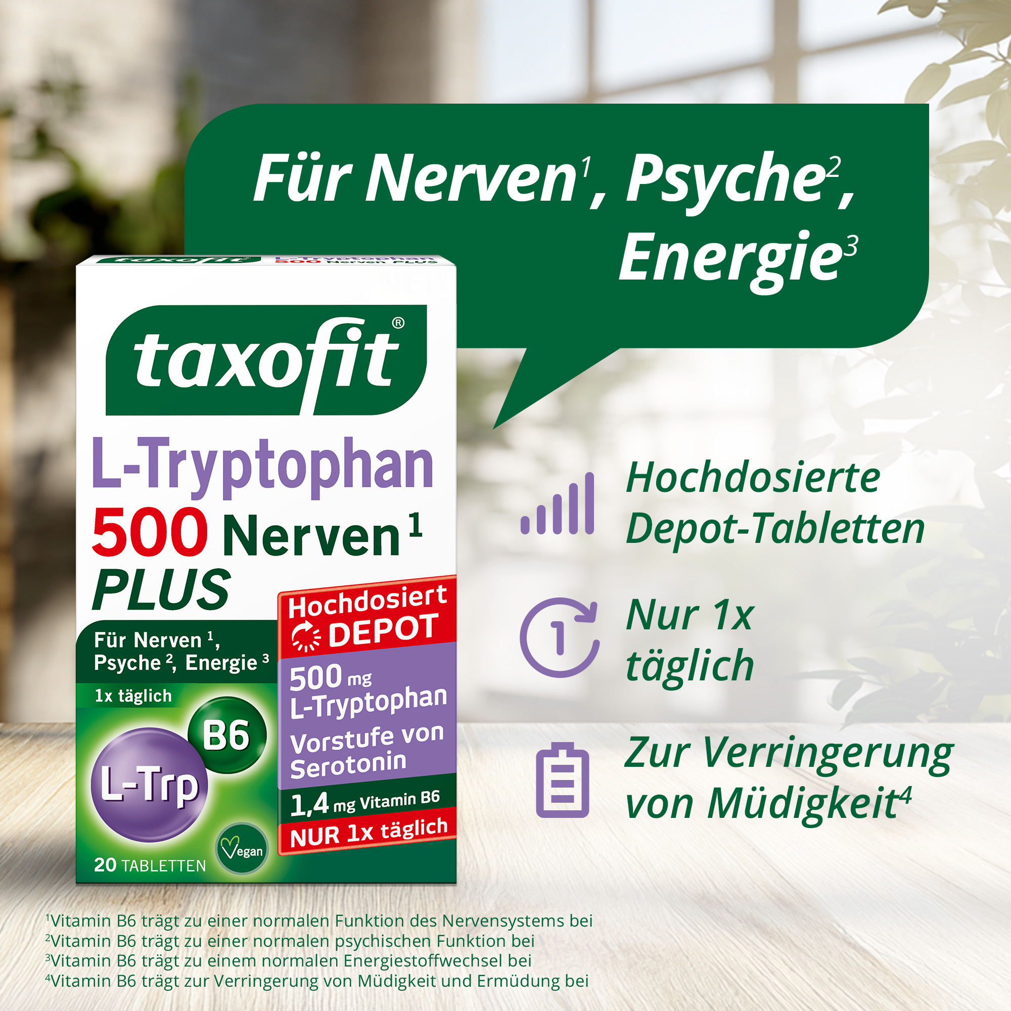taxofit L-Tryptophan 500 Nerven PLUS 20 St Tabletten