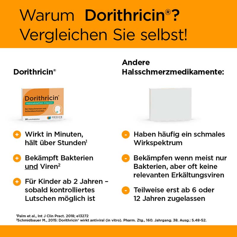 Dorithricin Classic Lutschtabletten bei Halsschmerzen  20 St Lutschtabletten