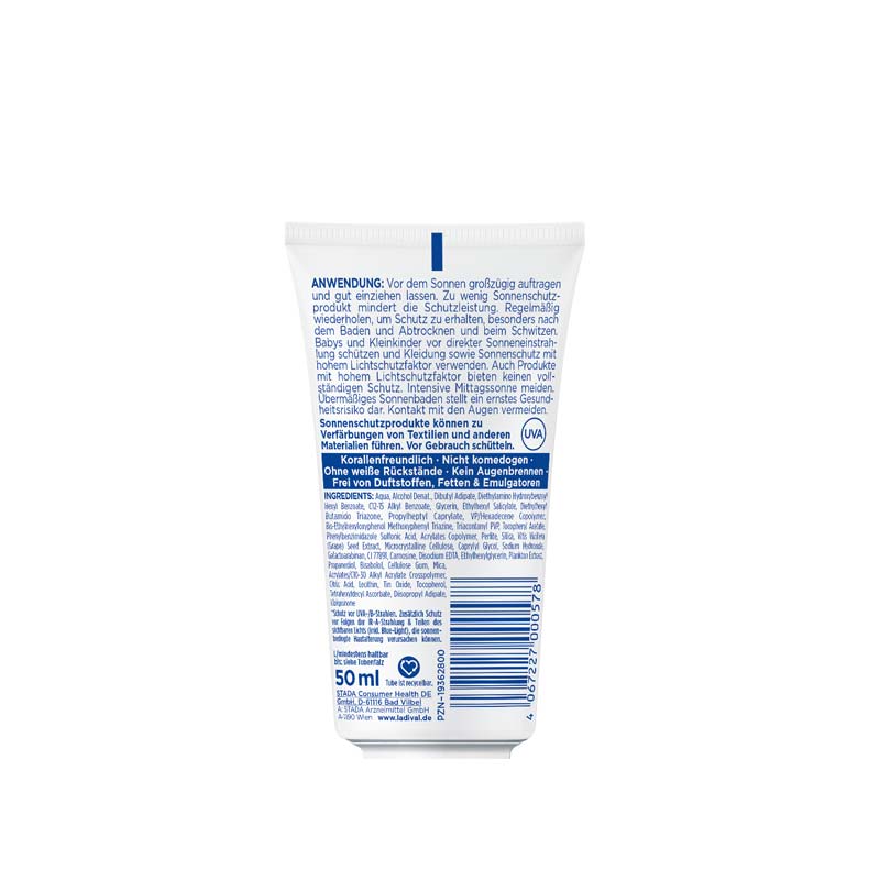 Ladival Allergische Haut Sonnenschutz-Gel LSF 50+: Sonnencreme für das Gesicht bei Sonnenallergie und Mallorca-Akne, mit 4-fach Zellschutz & Photolyase, 50ml