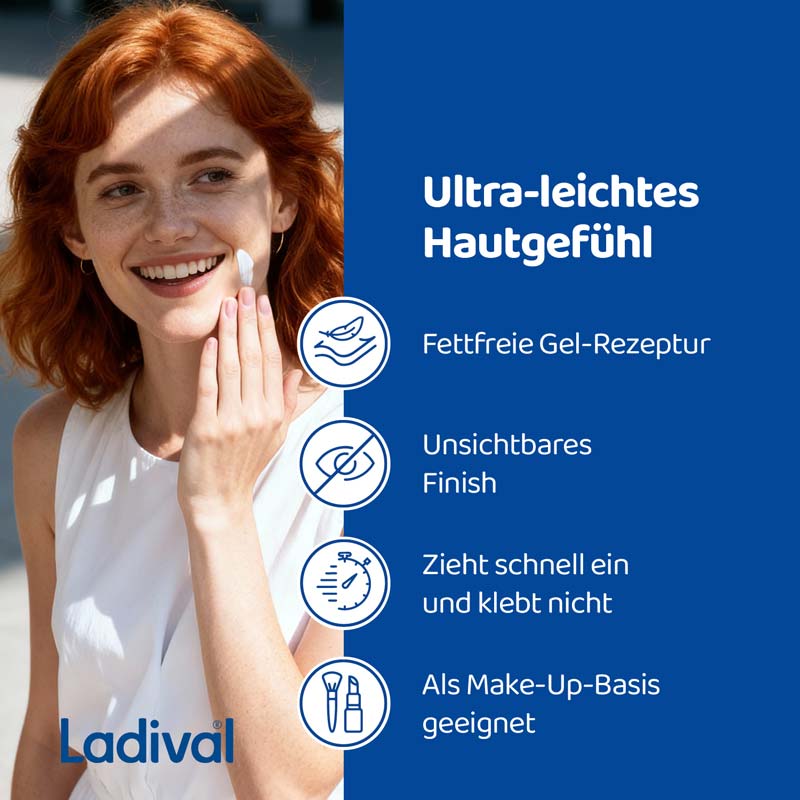 Ladival Allergische Haut Sonnenschutz-Gel LSF 50+: Sonnencreme für das Gesicht bei Sonnenallergie und Mallorca-Akne, mit 4-fach Zellschutz & Photolyase, 50ml