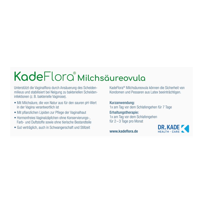 KadeFlora Milchsäureovula 14 St Vaginalsuppositorien