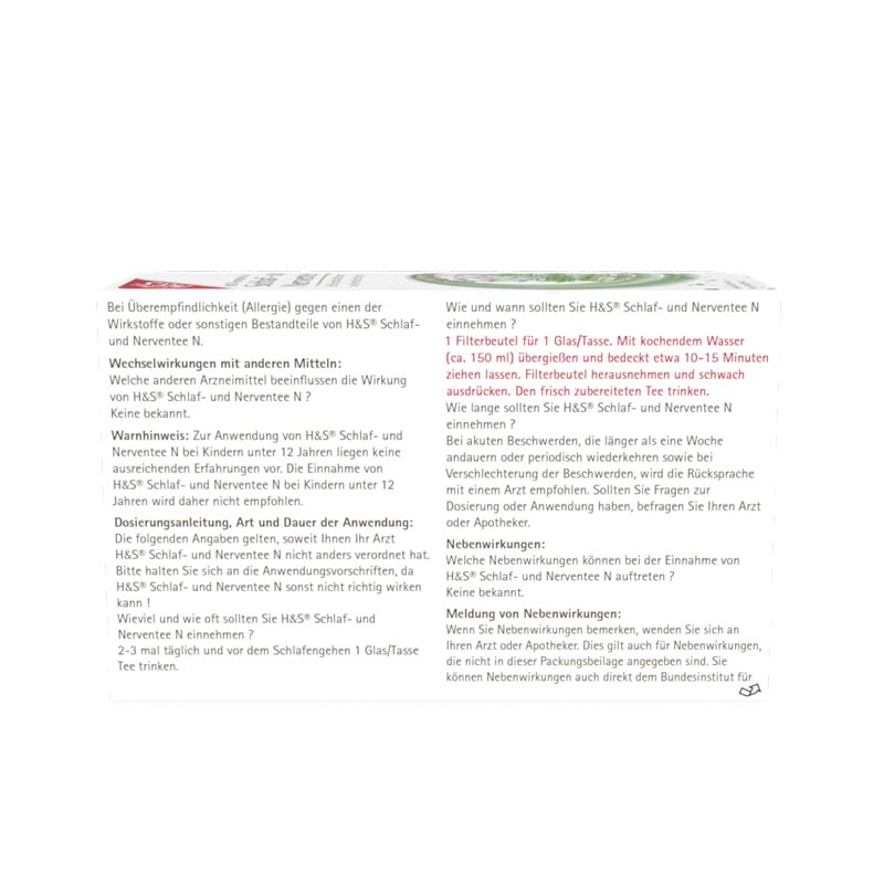 H&S Arzneitee Schlaf- und Nerventee N  20X2.0 g Filterbeutel