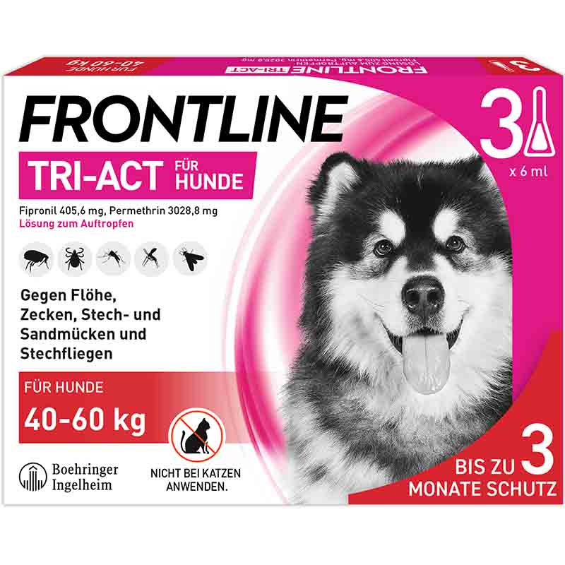 FRONTLINE TRI-ACT gegen Zecken, Flöhe und fliegende Insekten für Hunde XL (40-60 kg)  3 St Lösung