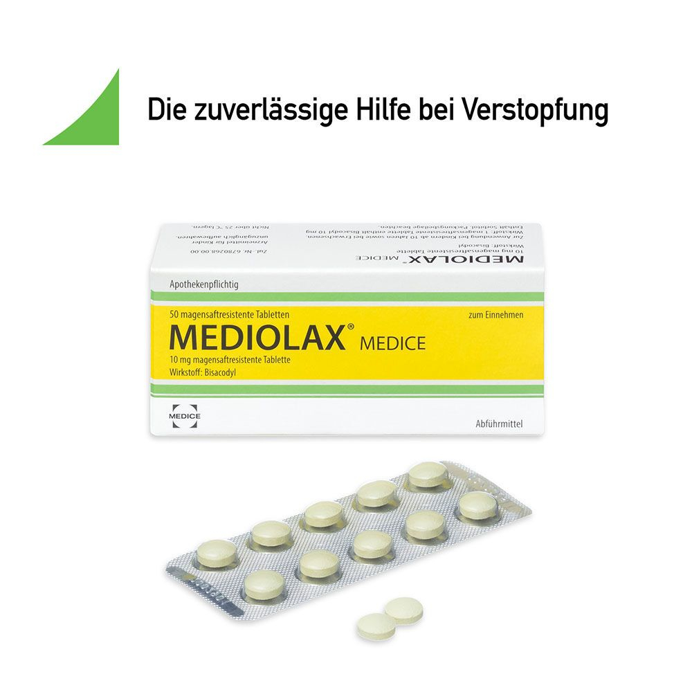 MEDIOLAX bei Verstopfungsbeschwerden  50 St Tabletten magensaftresistent