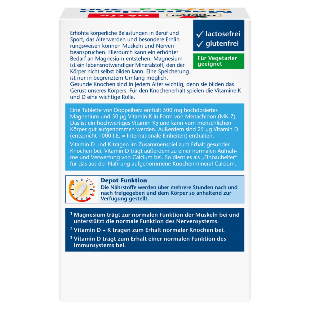 Doppelherz aktiv Magnesium + D3 + K2 500 DEPOT 60 St Tabletten
