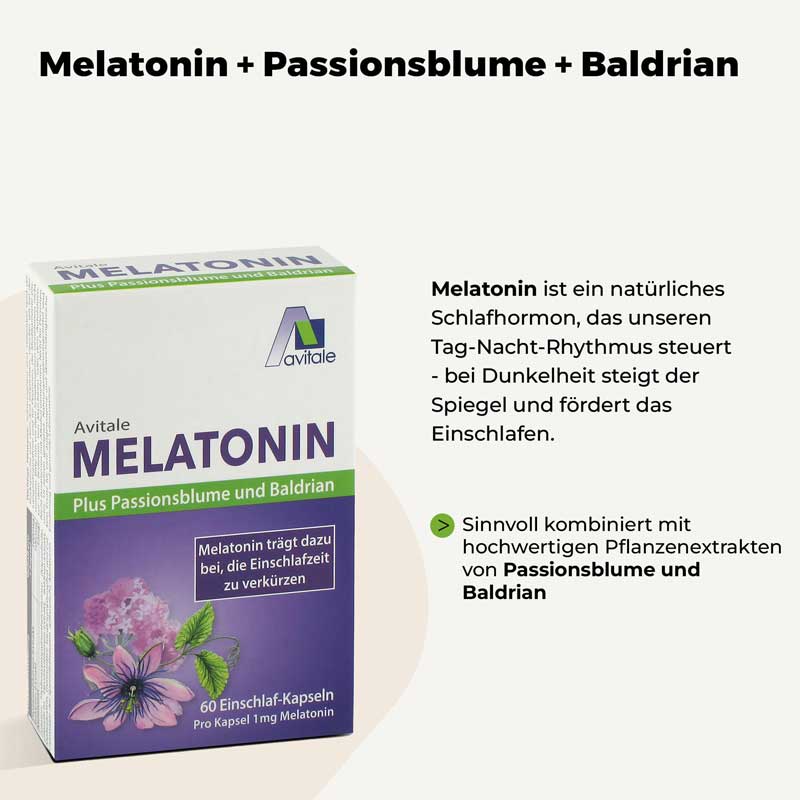 Avitale MELATONIN Plus Passionsblume und Baldrian 60 St Kapseln