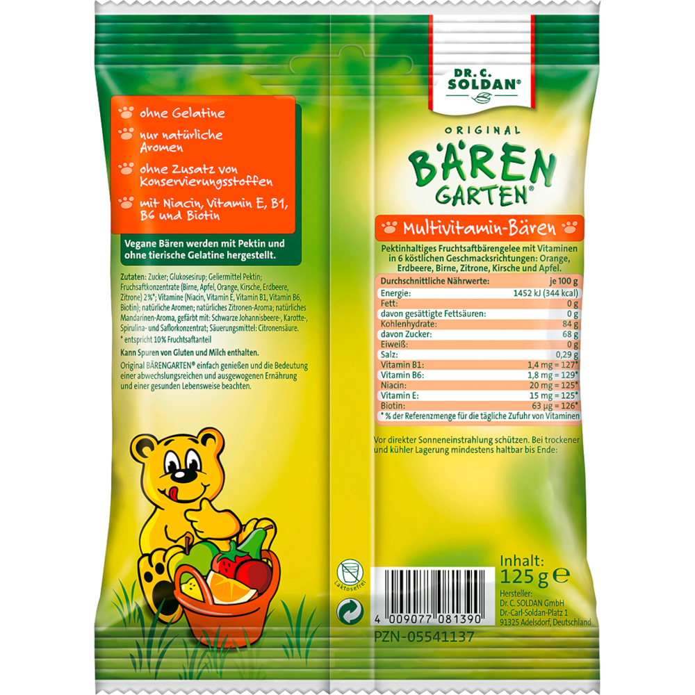 Soldan Bärengarten Vegan Multivitamin-bären Zuckerhaltig 125 g Bonbons
