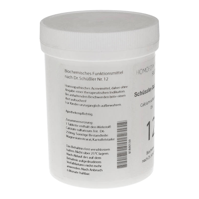 HOMOEOPATHIEFUCHS Schüssler-Salz Nummer 12 calcium sulfuricum D6 Biochemie 1000 St Tabletten