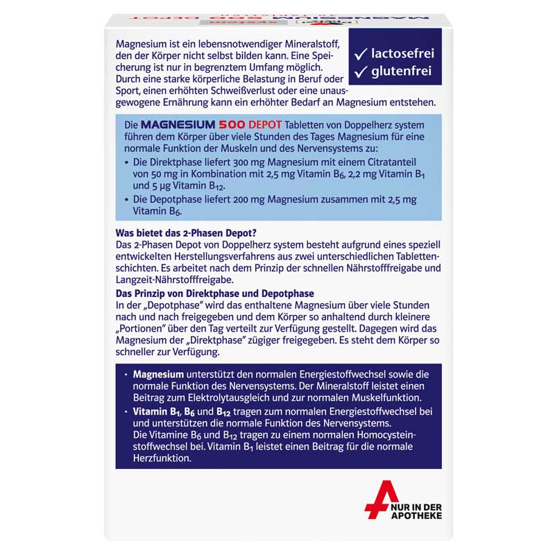 Doppelherz system MAGNESIUM 500 DEPOT + B-Vitamine 30 St Tabletten