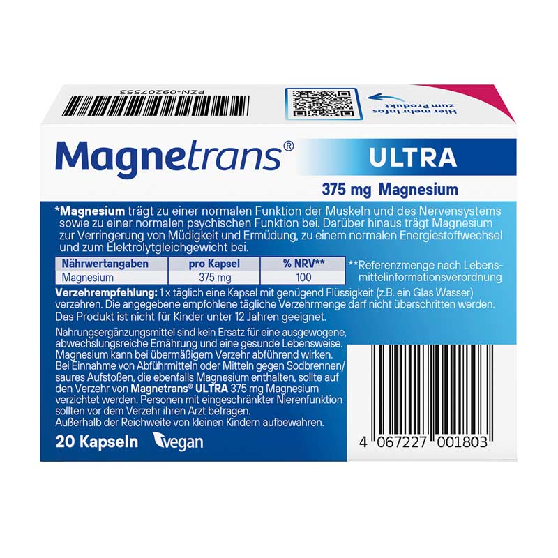Magnetrans ULTRA 375 mg 20 St Kapseln
